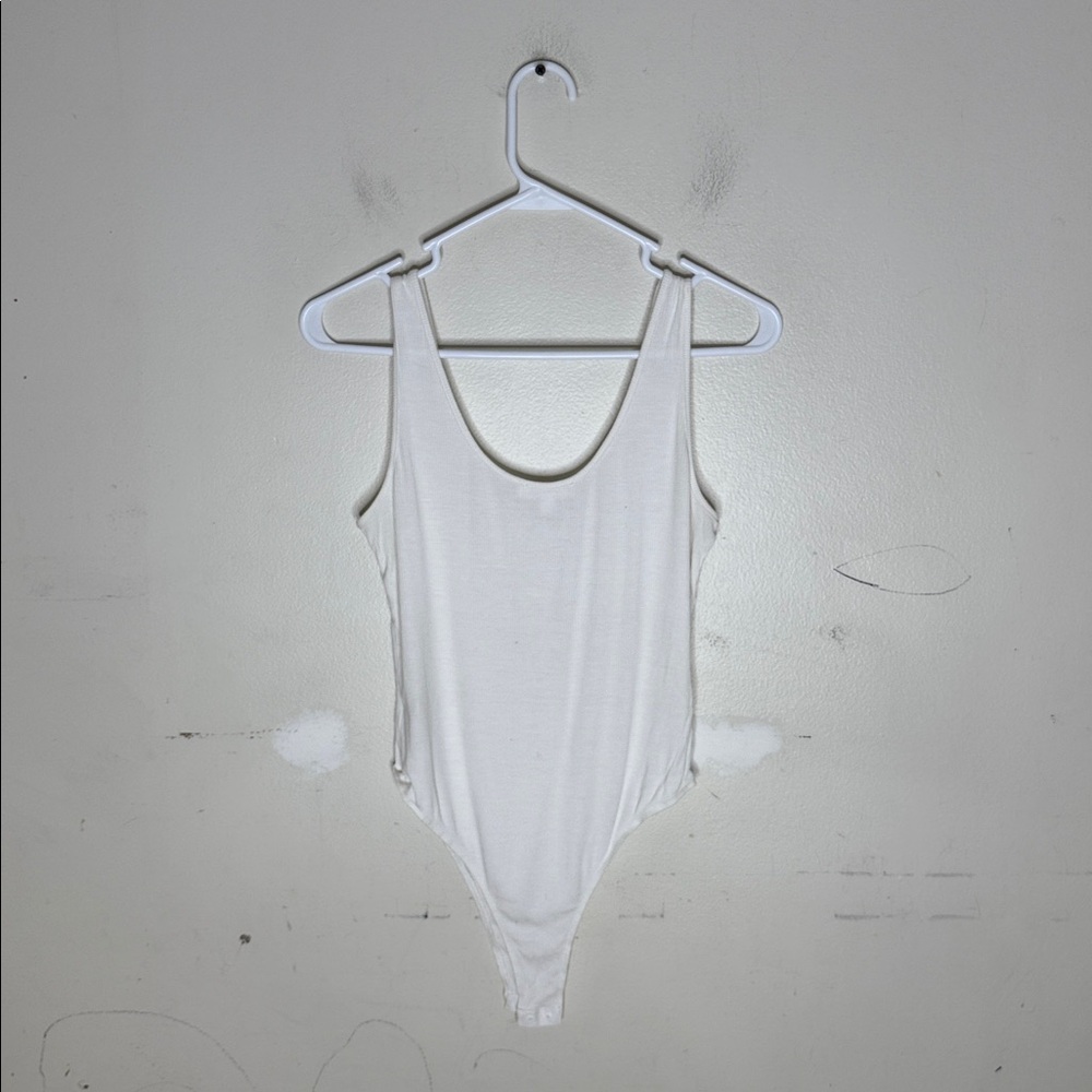 Mittoshop White Button-Front Ribbed Bodysuit Size… - image 5